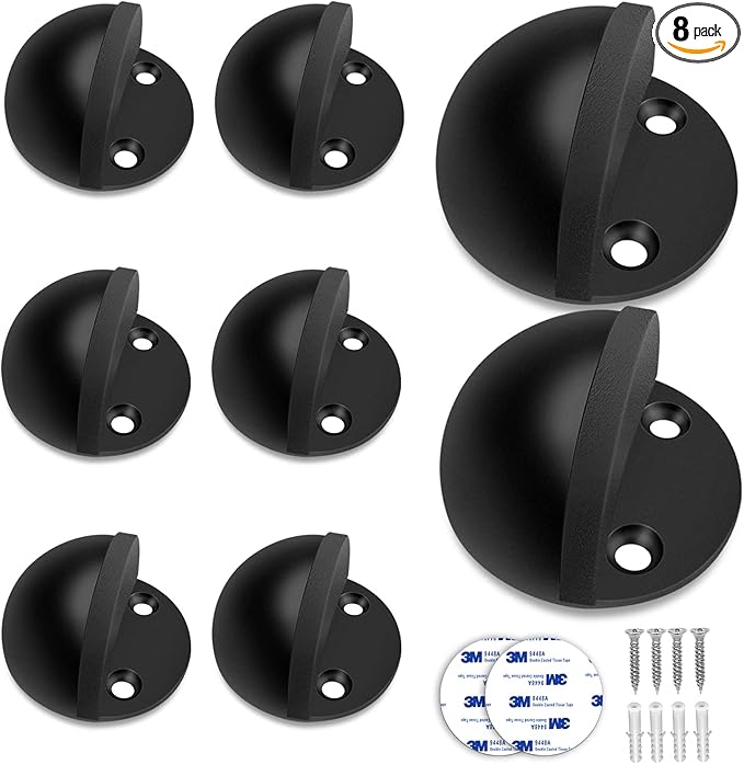 8 Pack Door Stoppers Self Adhesive Floor Mounted Door Stops No Drill Rubber by Gudui