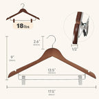 HOUSE DAY Wooden Hangers with Clips 12 Pack, Heavy Duty Walnut Wood Pants Hanger - Image 3