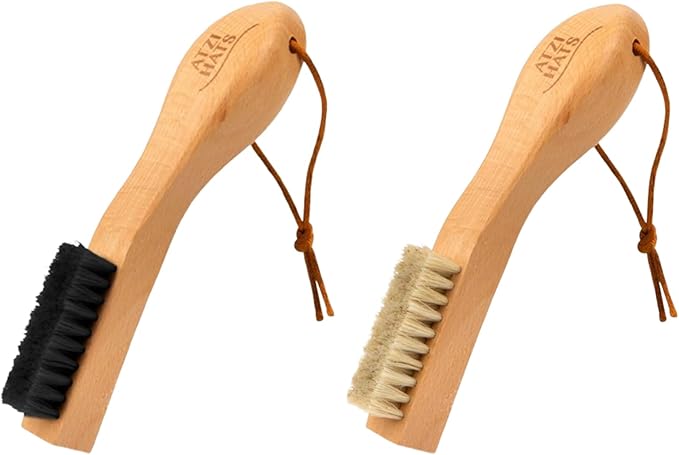 Laundry Stain Remover Clothes Brush Set of 2 Natural Soft Boar Bristle White & by AtziHats
