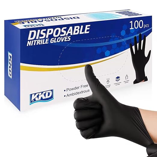 KKD Nitrile Gloves Disposable 100 Count 5.5 Mil Latex Free & Powder Free Gloves by KKD