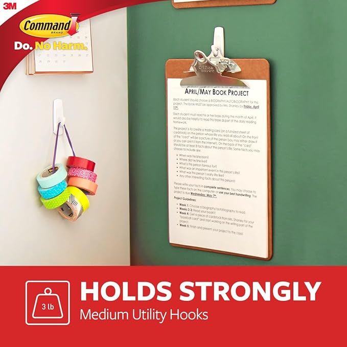 Command Medium Utility Hooks, 20 Hooks and 24 Strips, Damage-Free Hanging Wall - Image 3