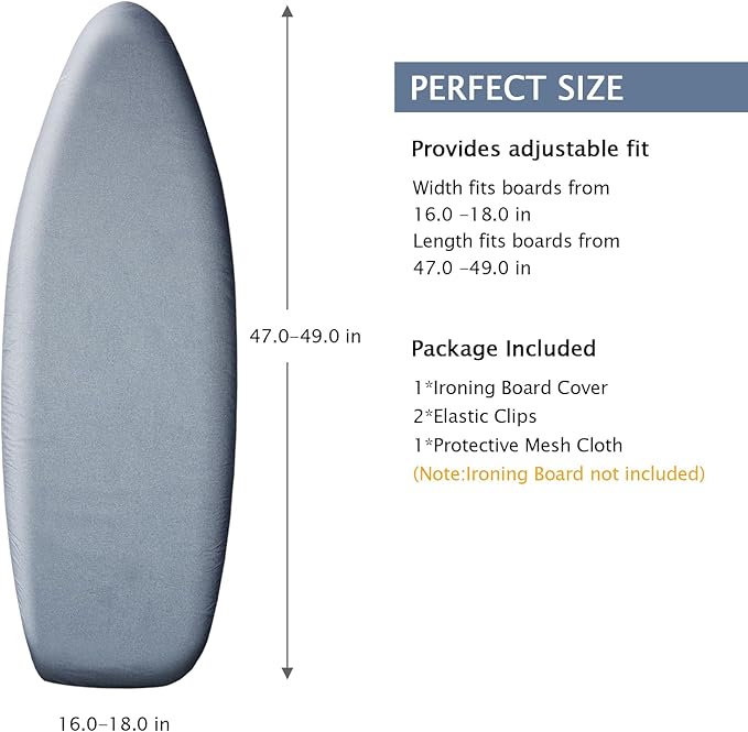 SheeChung Ironing Board Cover and Pad 18"x49", Extra Thick Padding and Cotton - Image 2