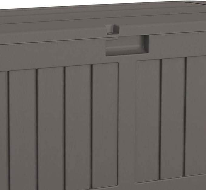 Suncast 50 Gallon Plastic Deck Box with Molded Lockable Feature and Weathertight Construction for Home, Patio, Lawn, and Garden Storage, Gray - Image 7