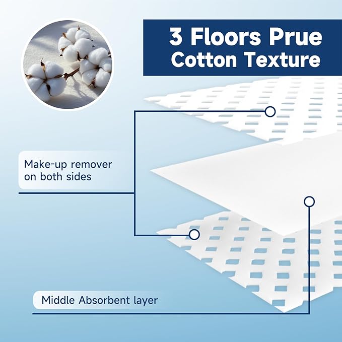 Cotton Pads, 100% Pure Cotton and Lint Free, Natural - Image 3