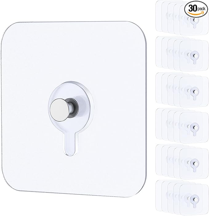 Uniclife 30 Pcs Self Adhesive Picture Hooks 40 lbs Load No Drill Screw Stickers by UnicLife