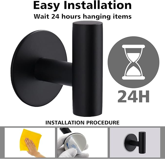 Adhesive Hooks Heavy Duty Wall Hooks Stainless Steel Waterproof Shower Hook - Image 4