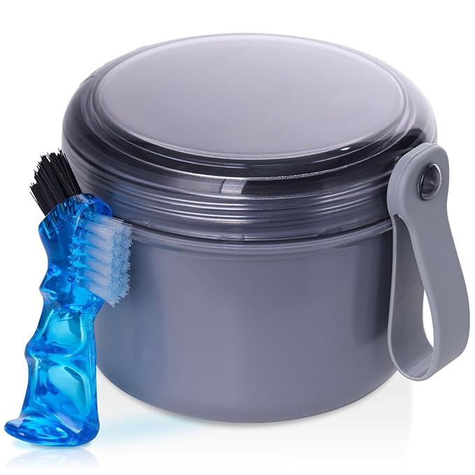 Denture Case, Leak Proof Denture Bath Cup by Heigoeost