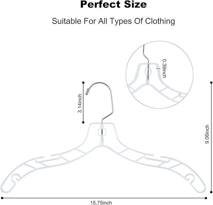 VWV 12pcs Clear Plastic Hangers: Shirt, Jacket Hangers - Image 2