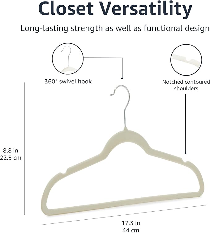 Amazon Basics Slim Velvet Non-Slip Space Saving Suit Clothes Hangers, Closet - Image 8