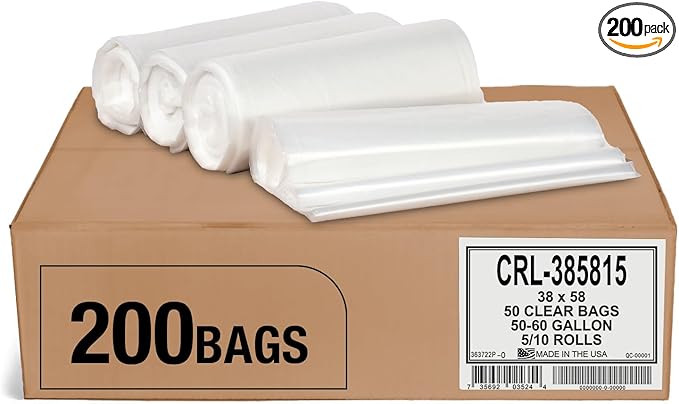 Aluf Plastics 55-60 Gallon 1.5 MIL Clear Garbage Bags by AlufPlastics