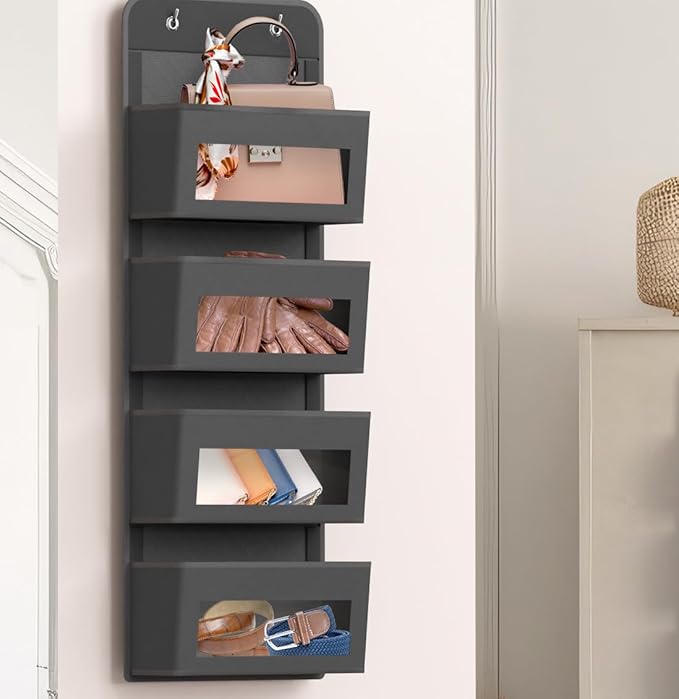 Simple Houseware 4 Clear Window Pocket Over Closet Door Storage Hanging - Image 4