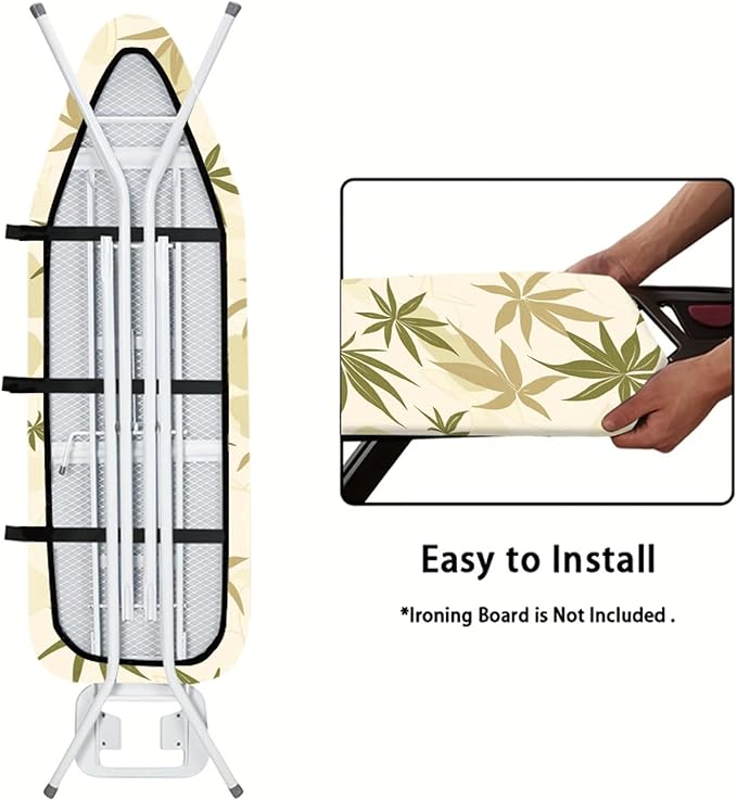 Nuxovilar Olive Green & Beige Leaf Pattern Ironing Board Cover, This Cover Fits - Image 5
