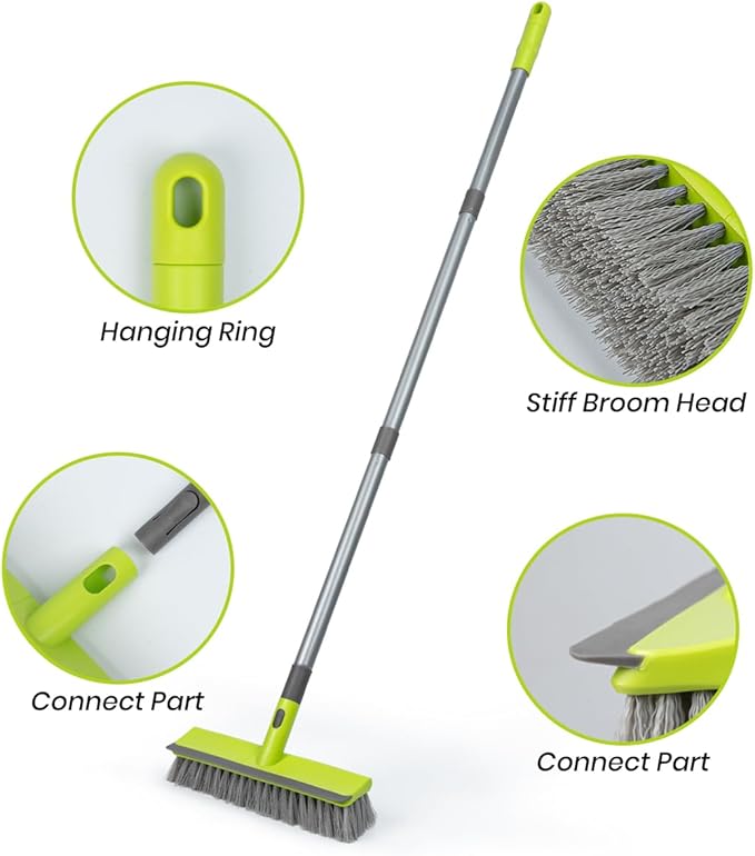 Floor Scrub Brush 2 in 1 Scrape and Stiff Bristle Deck Brush - Image 2