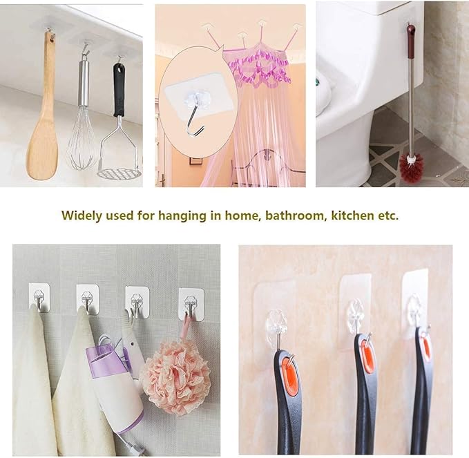 Transparent Adhesive Hooks 30 lb, Waterproof and Oilproof Reusable Seamless - Image 6