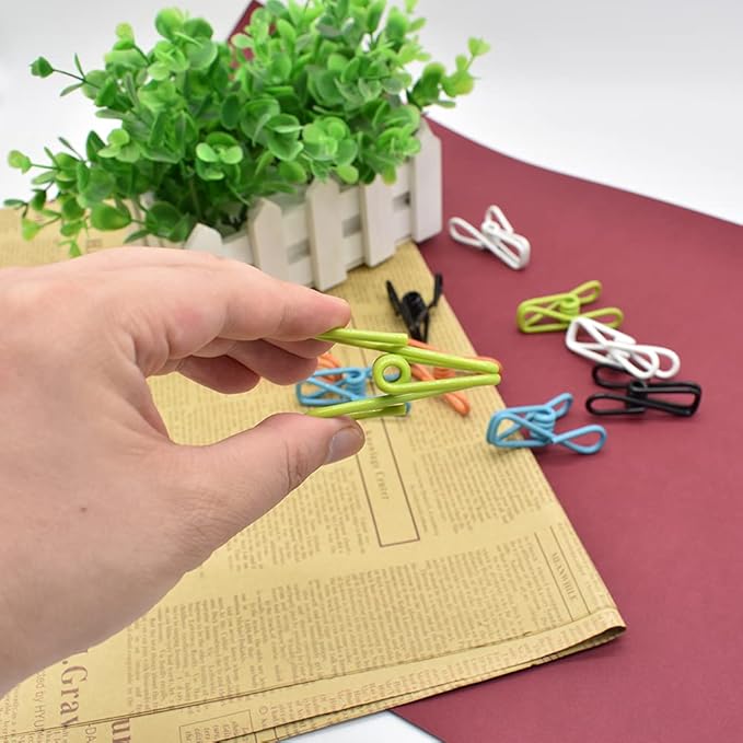 50 Pack Steel Wire Clip Utility Clips Colorful Vinyl-Coated Windproof Clothespin - Image 3
