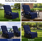 Kozyard Adjustable Outdoor Reclining Lounge Chair, Cushioned Patio Chaise Lounge with Extendable Metal Frame for Sunbathing, Reading & Relaxing – Comfortable Outdoor Recliner(Navy Blue) - Image 7