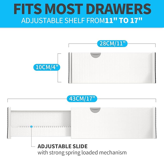 Drawer Dividers Organizer 6 Pack, Adjustable Separators 4" High Expandable from - Image 3