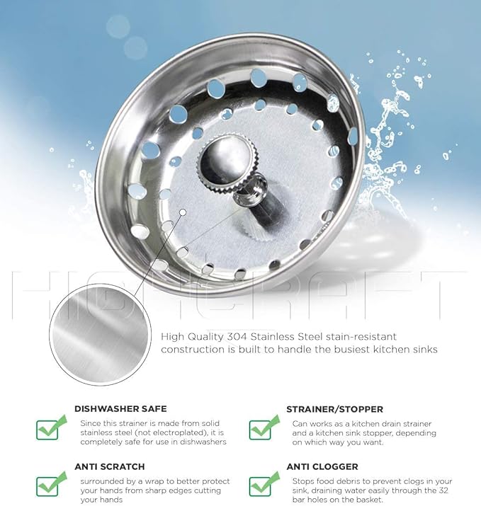 Highcraft FAUC97333-2 Kitchen Sink Basket Strainer Replacement - Image 8
