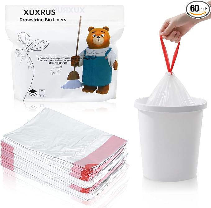 XUXRUS 2.6 Gallon Small White Trash Bag, Tear-Free Heavy Duty Garbage Bags by XUXRUS