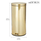 mDesign Tall 30 Liter, Large Round Metal Lidded Step Trash Can, Thin Compact - Image 2