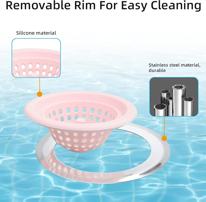 2 PCS Kitchen Stainless Silicone Sink Strainer, 4.5 inch Diameter… - Image 6