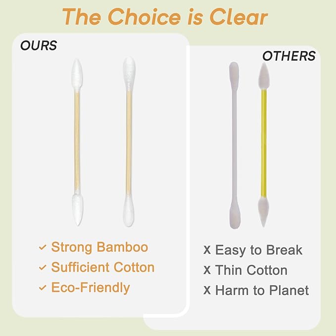 Bamboo Cotton Swabs 1000 Counts in Storage Box, Organic Cotton Buds - Image 5