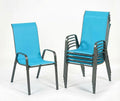 MAMIZO Patio Dining Chairs, Stackable All Weather Teslin Chair, Heavy Duty Outdoor Breathable Chairs Set, w/Armrests, Upgraded Chair FeetW/Strenthened Iron Spacers, 330 LBS (6, Turquoise Blue) by MAMIZO
