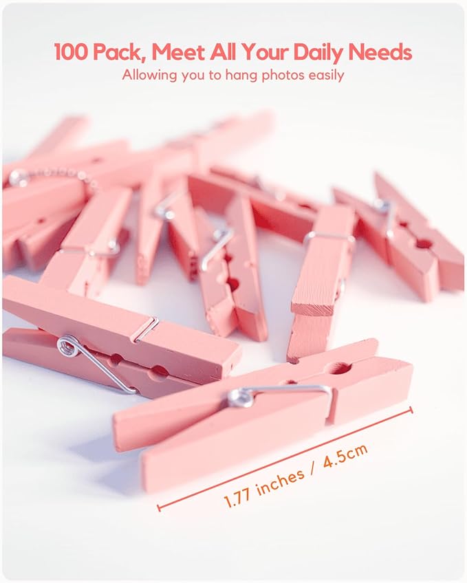 Clothes Pins Wooden Pink Colored Clothespins - Image 9