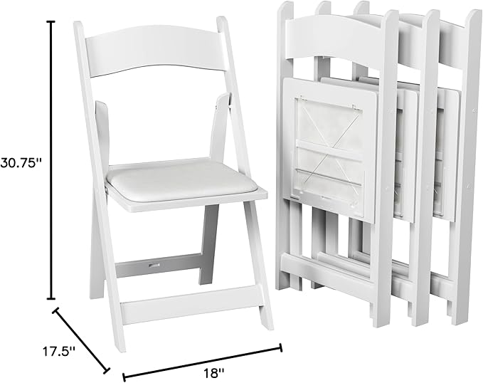 Simplex Furniture Modern White Resin Foldable Chair - Set of 72 Pack, Stackable, Indoor/Outdoor, Lightweight, Rental Grade, Foldable Chairs with Padded Seats - Image 2
