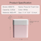 Bathroom Trash Can with Lid, 12L Small Plastic Garbage Can - Image 9