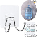15 Pack Large Double Adhesive Wall Hooks, Damage-Free Waterproof 33 Ib Max by CenterZ