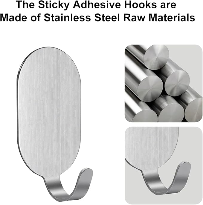 Stainless Steel Hooks, Drill Free No Damage, 11 Lbs Capacity - Image 5