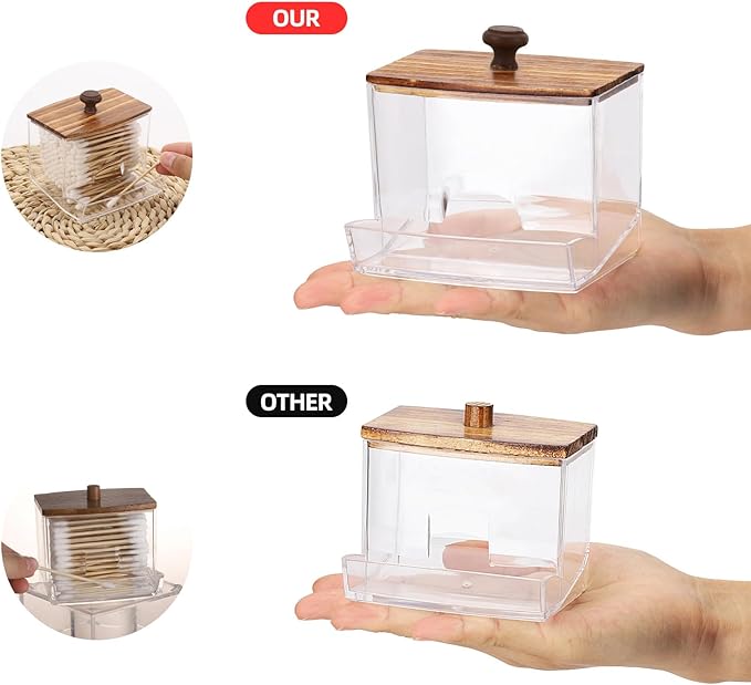 Tbestmax 10oz Qtip Holder Dispenser Big Clear Bathroom Container - Image 2