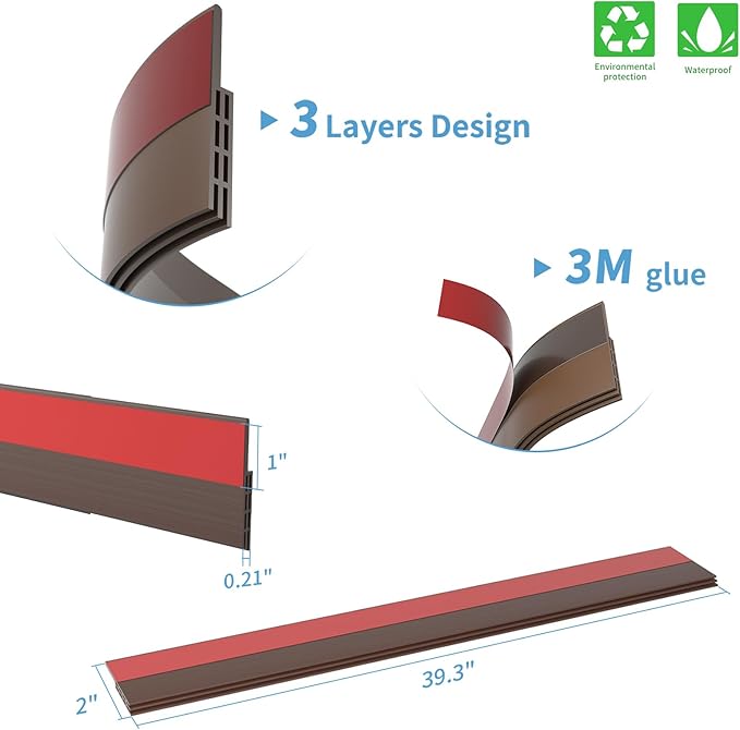 Hojoy 2 Pack Under Door Draft Stopper, Adjustable Door Sweep Anti-Collision - Image 2