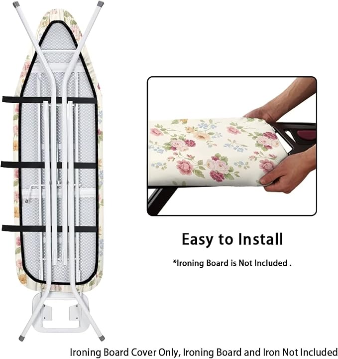 Rose Flower Ironing Board Cover, Iron Board Cover Non-Slip Thick Ironing Board - Image 4