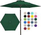 JEAREY 7.5FT Patio Umbrella Outdoor Market Umbrella with 6 Sturdy Ribs, Push Button Tilt/Crank Table Umbrella for Garden, Deck, Backyard and Pool, Dark Green by JEAREYOutdoorsCollection