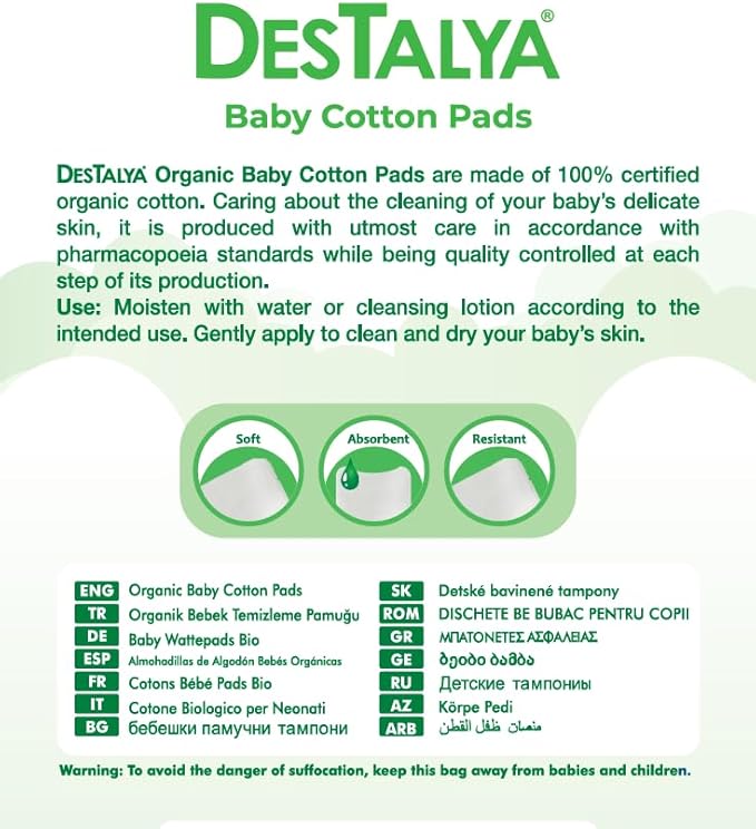 DESTALYA Baby Cotton Pads for Diaper Change | Large Cotton Squares for - Image 3