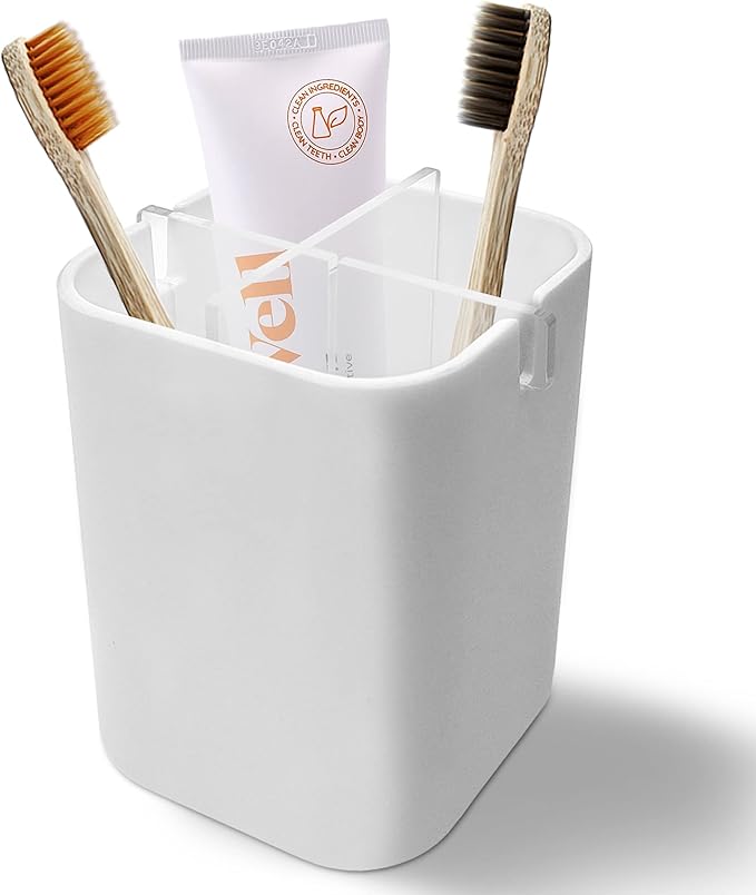 Toothbrush Holder for Bathroom, 4 Slots Electric Toothbrush and Toothpaste by Cerpourt