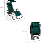 Best Choice Products Folding Zero Gravity Outdoor Recliner Patio Lounge Chair w/Adjustable Canopy Shade, Headrest, Side Accessory Tray, Textilene Mesh - Forest Green - Image 3