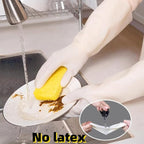 White Nitrile Rubber Gloves Large, Long Sleeve Thickened Reusable, 18inch - Image 3