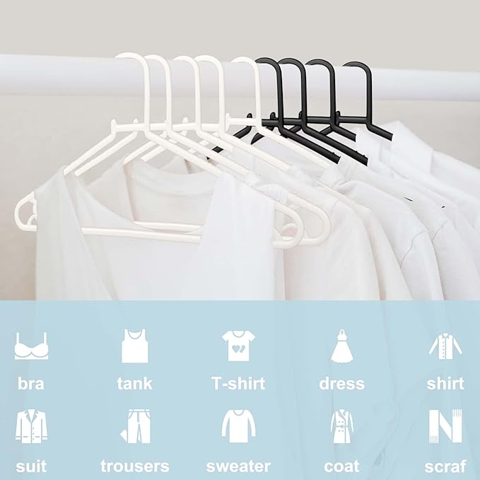 Plastic White Hangers 50 Pack, Light Weight Durable Clothes Hangers G-Shape - Image 2