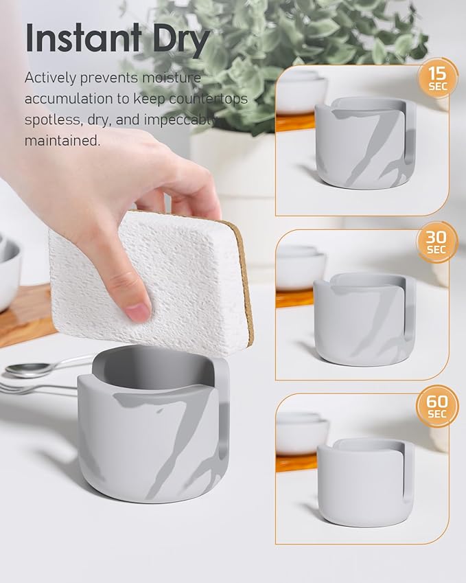 Diatomite Sponge Holder for Kitchen Sink, Quick Dry Diatomaceous Earth Compact - Image 2