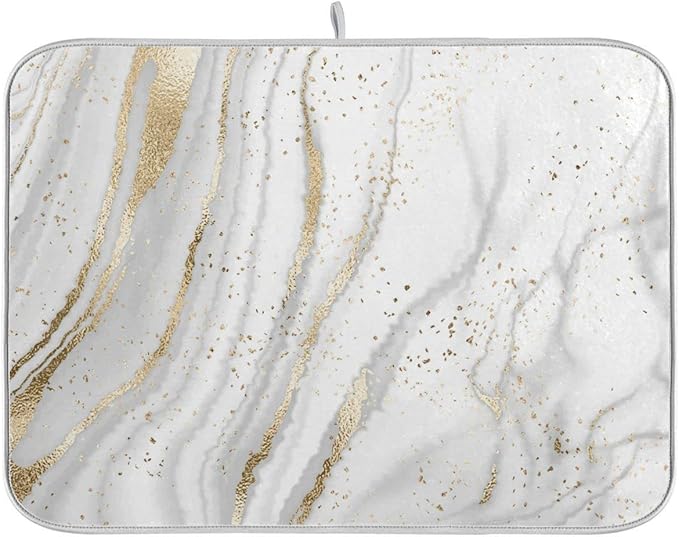 Marble Dish Drying Mat for Kitchen Counter White Golden Marble Gary Grey Drying by Wamika