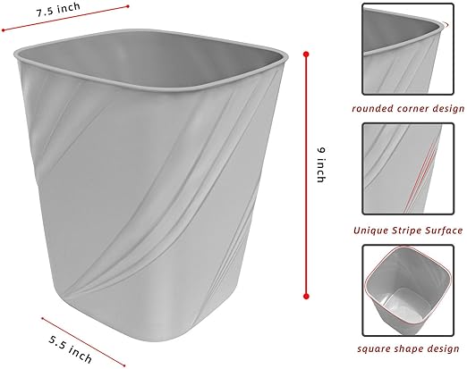 DAJITRE Small Plastic Trash Can Wastebasket Recycling Bin - Image 3