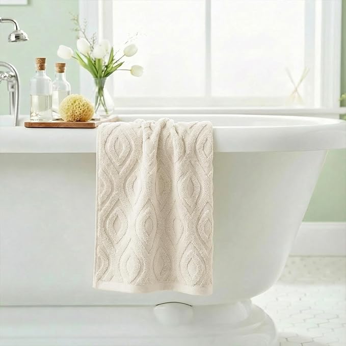 Artoid Mode 1 Pc Beige 3D Diamond Grid Jacquard Hand Towels - Image 4