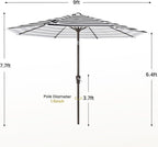 MEWAY 9ft Patio Umbrella Outdoor Table Umbrellas with Push Button Tilt and Crank, Market Umbrella 8 Sturdy Ribs for Deck, Garden, Pool and Backyard, Black-white-striped - Image 7
