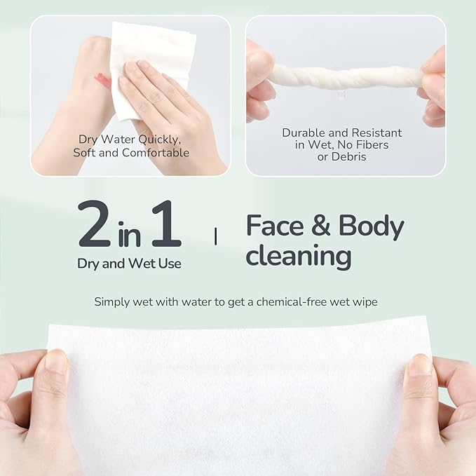 Disposable Face Towel 300 Cont, 7.9"X7.9"Clean Face Towelettes - Image 4
