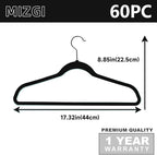 MIZGI All Black Velvet Hangers 60 Pack, Premium Flocked Clothes Hangers - Image 6