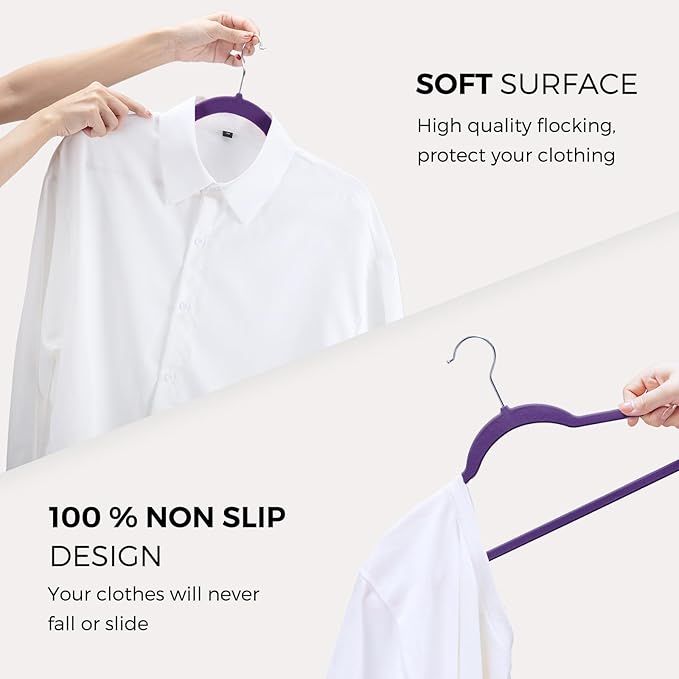 HOUSE DAY Premium Velvet Hangers 50 Pack, Non-Slip Flocked Felt Hangers - Image 6