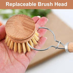 Bamboo Dish Brush Set, 1 Wooden Handle - Image 5